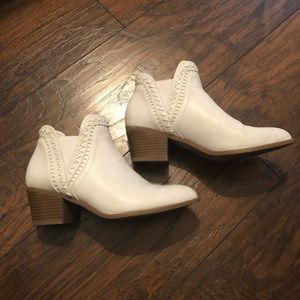 White Faux leather booties. WORN ONCE!
